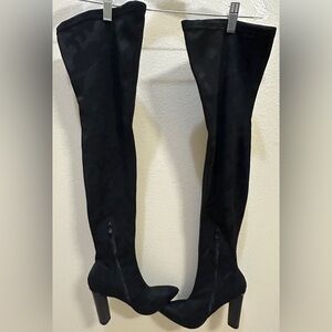 Glaze Black Camo Over the Knee Block Heel Boots Women's Sz 8